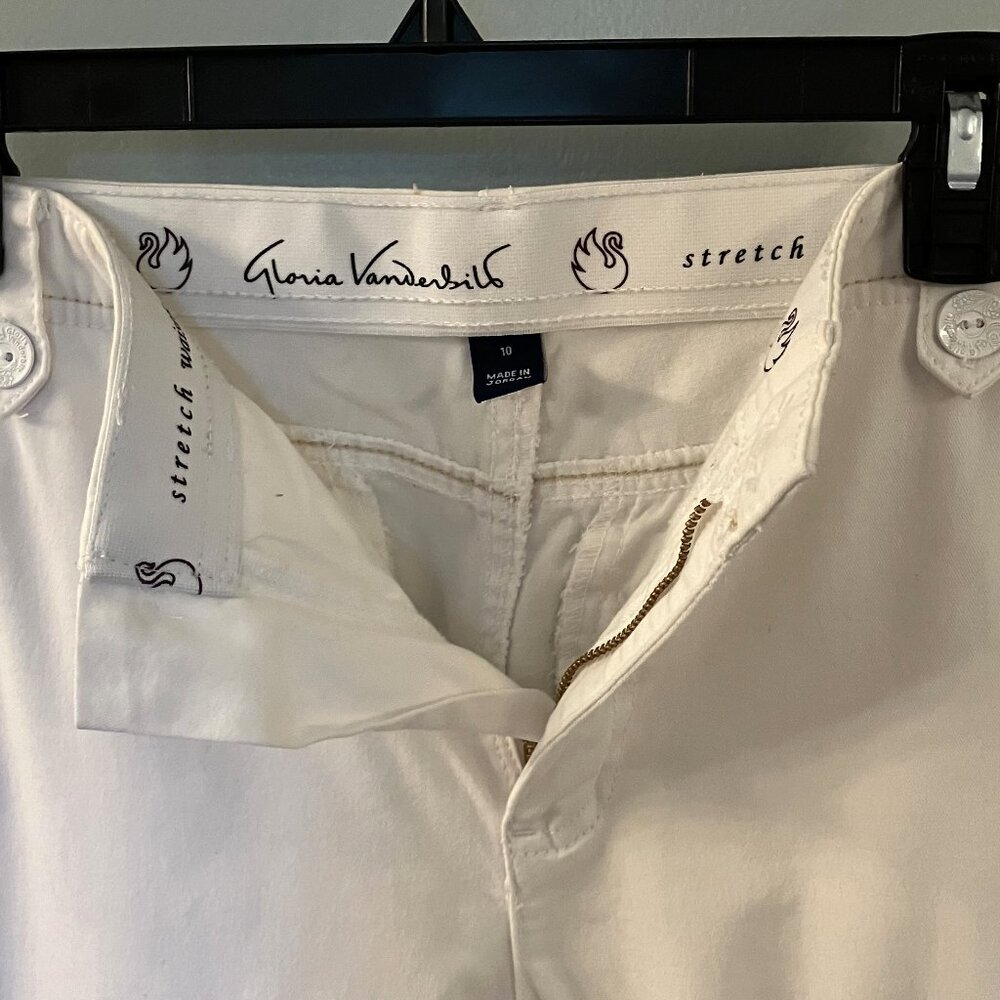 Gloria Vanderbilt Stretch Waistband White Capri Sz 10 - Picture 2 of 6